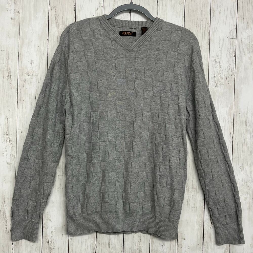 RSRV Enyce Gray Long Sleeve Weave Knit Warm Classic Preppy Professor Sweater
